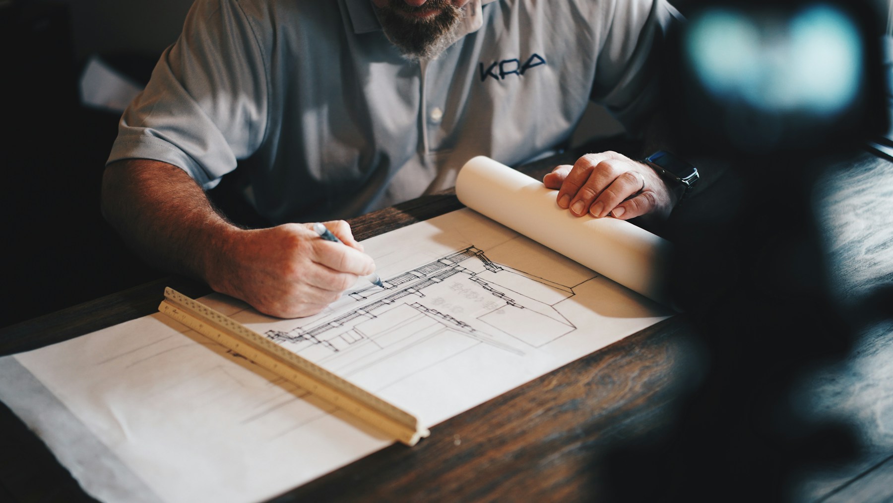 Architect reviewing a premium building design